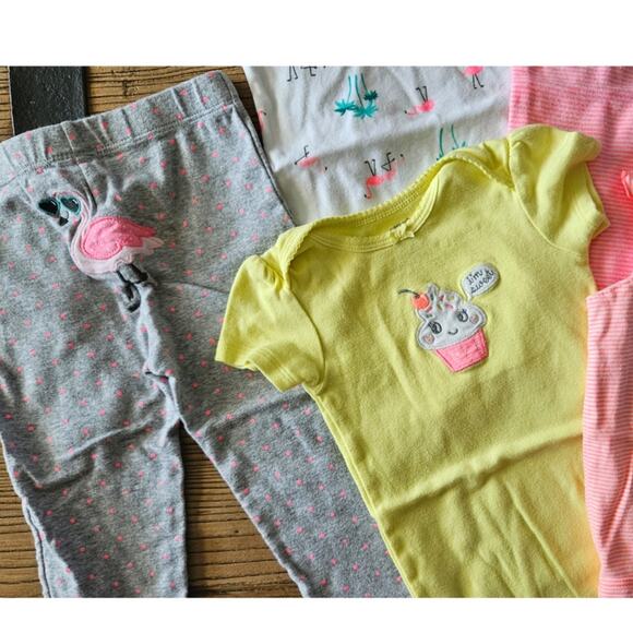 Carter's 7 piece summer neon flamingo bundle sz 18m - Picture 3 of 4